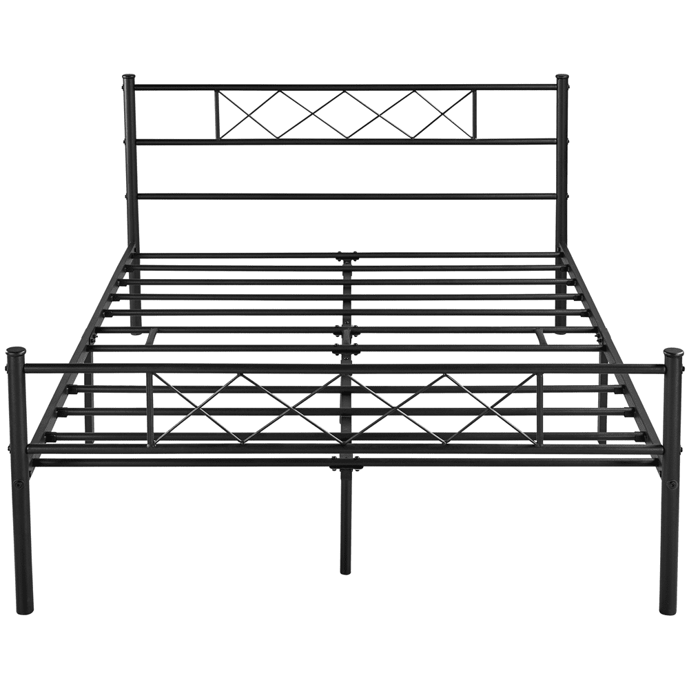 Fullfurnique Simple Metal Platform Bed Frame with Headboard and Footboard, Twin, Black