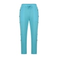 thumbnail image 5 of YABCSAZ Men's Cotton Linen Joggers Pants with Zipper Pockets Casual Loose Fit Elastic Waist Drawstring Athletic Pants Wide Leg Fitness Pants Double Button Side Hiking Pants, 5 of 7