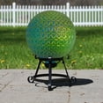 thumbnail image 2 of Northlight 10" Blue Iridescent Textured Glass Outdoor Patio Garden Gazing Ball, 2 of 3