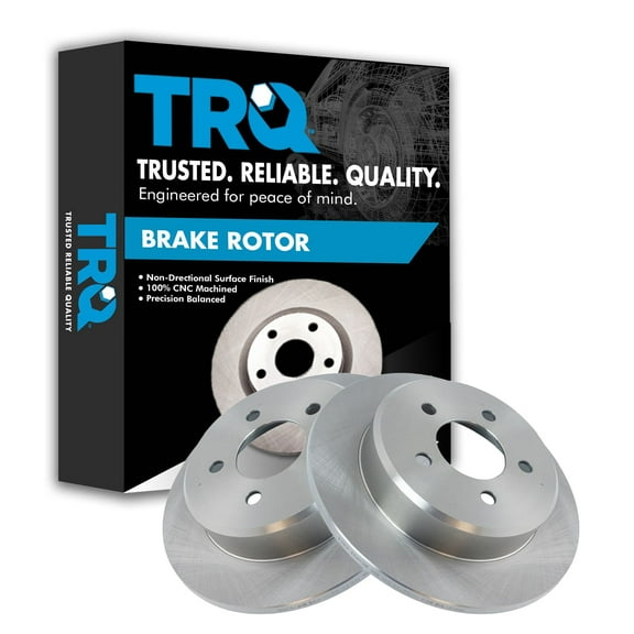 TRQ Rear Brake Rotors Set Solid Fits Select 1997-2007 Chrysler Town & Country 2000 Voyager 2000-2007 Dodge Caravan Grand Caravan 1997-2000 Plymouth Grand Voyager