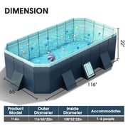 Liyufly Foldable Swimming Pool, Large Non-Inflatable Outdoor Pools for Kids Adults Above Ground Pools, Blue, 116x65x22