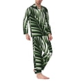 thumbnail image 2 of Naloa Tropical Palm Leaves1 Men’s Pajamas Set - Long Sleeve Button Down Sleep Shirt and Pajama Bottoms Sleepwear Set-X-Large, 2 of 7