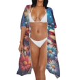 thumbnail image 3 of HELLHERO Stylish Bathing Suit Cover Up for Beach Polyester Lightweight Beach Kimono Butterfly Starry Sky Pattern, 3 of 6