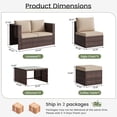 thumbnail image 2 of TECHMILLY 6-Piece Space-Saving Patio Furniture Set, All Weather Brown Wicker Rattan Sectional Sofa with 2 Ottomans, Outdoor Conversation Set for Garden, Backyard, Khaki Cushions, 2 of 9