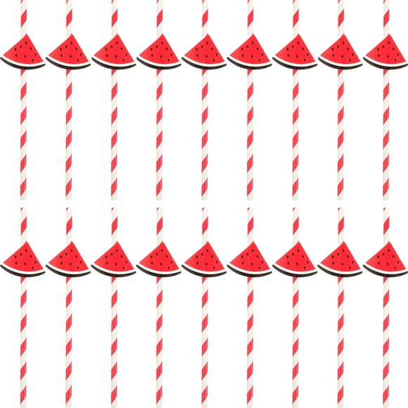 KAKOWELY 30 pajitas decorativas con diseño de sandía para fiestas hawaianas.