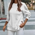 thumbnail image 2 of Vedolay Basic Sweatshirt for Women 2023 Plus Oversized V-Neck Long Sleeve Pocket Sweatshirts White,S, 2 of 5