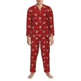 thumbnail image 3 of Balery Reindeer Faces Festive Red Pijama para Hombre de Dos Piezas con Manga Larga, Conjunto de Dormir y Descanso Suave con Bolsillos-Medium, 3 of 7