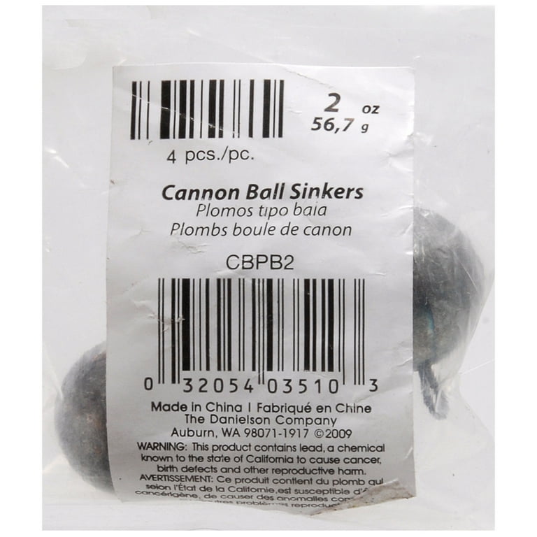 Danielson Cannon Ball Sinkers Fishing Weight, 3/4 oz., 4-pack 