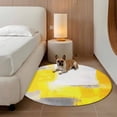 thumbnail image 2 of Round Rugs 3.3Ft, Yellow Gray Round Area Rug Washable Indoor Throw Carpet, Oil Painting Abstract Geometric Modern Soft Non Slip Circle Rug for Laundry Room Patio Home Decor Aesthetic, 2 of 8