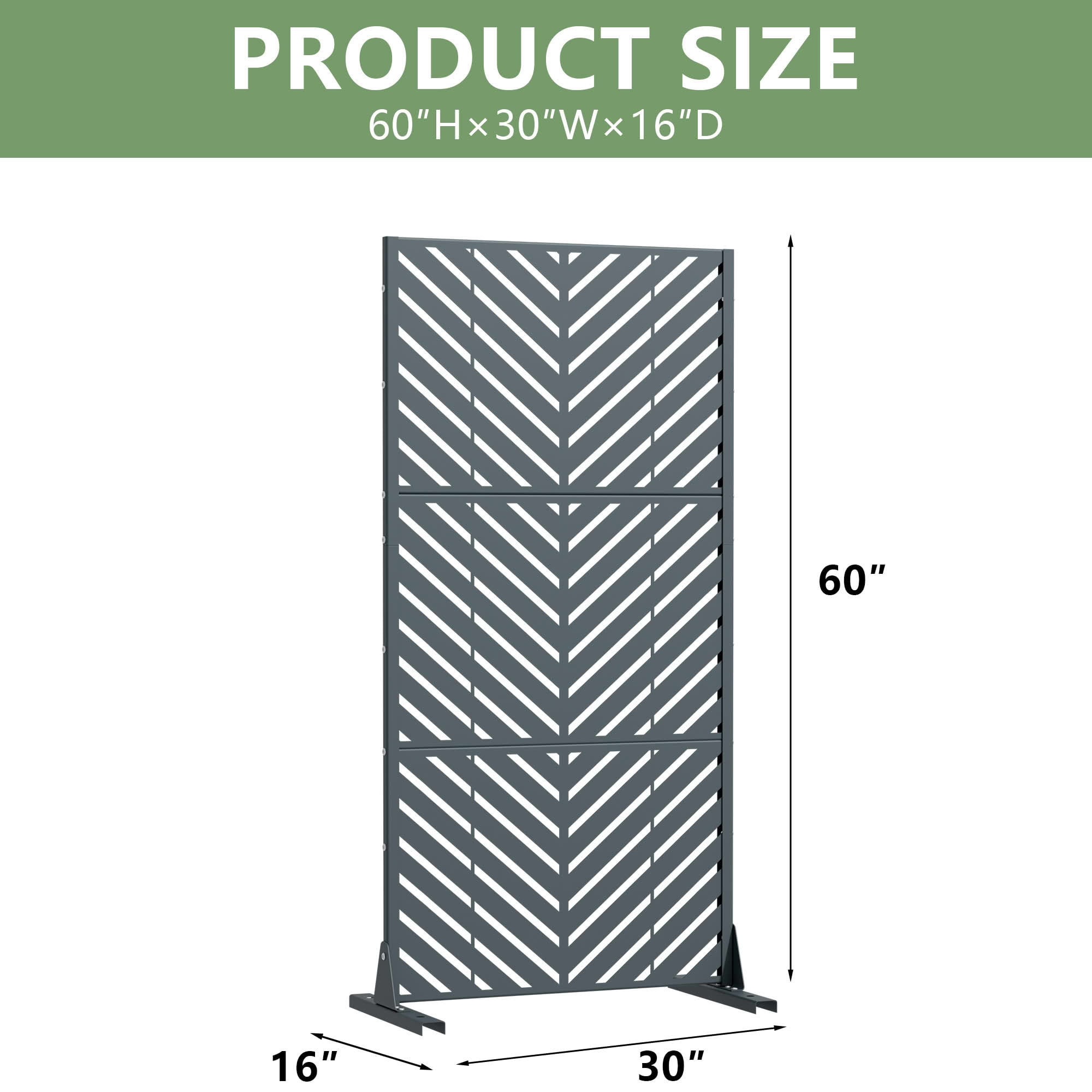 MAYEERTY Outdoor Metal Privacy Screen 5ft Cambrian Rock Gray, 3-Panel Parallel Decorative Screen, Rust-Resistant for Patio
