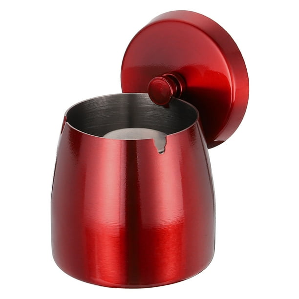 Cenicero con tapa, cenicero de acero inoxidable, tamaño pequeño, rojo