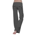 thumbnail image 4 of Flare Yoga Pants for Women Cargo Style High Waisted Stretchy Casual Gym Lounge Pants Gray XL, 4 of 5