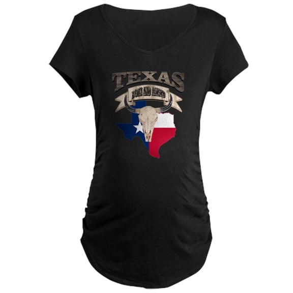 CafePress - Rustic Southwestern Bull Skull Born Texas - Maternity Dark T-Shirt