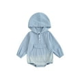 thumbnail image 1 of ZAXARRA Baby Girls Fall Hooded Romper Long Sleeve Solid Color/Floral Print Romper with One Pocket, 1 of 9