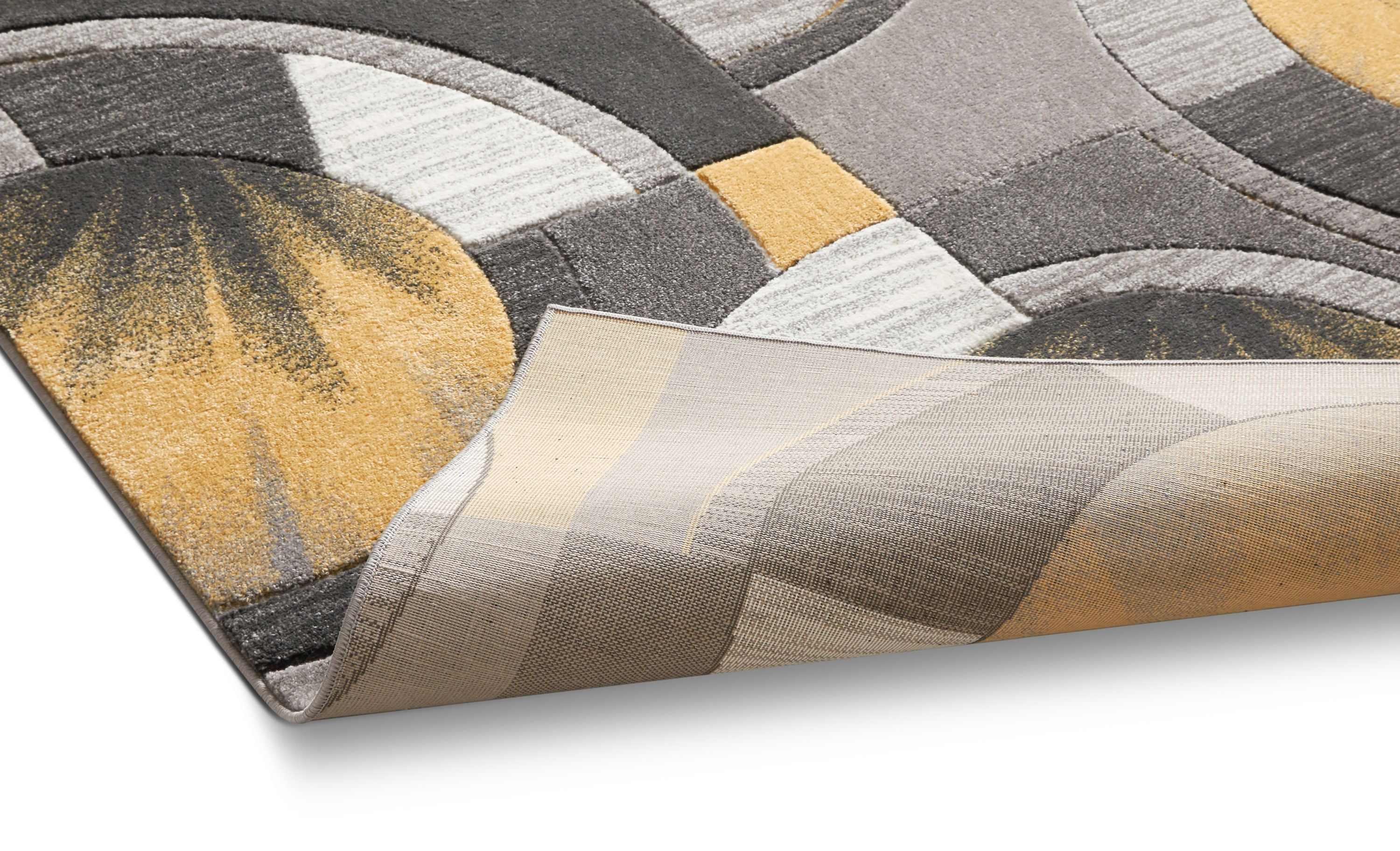 Well Woven Ruby Yolo Modern Contemporary Gold Abstract Shape 9'3" x 12'6" Area Rug