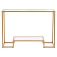 thumbnail image 4 of KFFKFF 2-Tier Glass Console Table, Modern Rectangular Side Table with Tempered Glass Surface and Iron Frame, Gold Console Desk with Anti-Tip Design for Living Room, Hallway, Entryway, or Foyer, 4 of 9