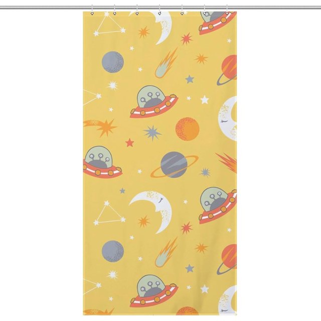 Rideau de Douche Motif Espace Rétro pour Salle de Bain, Rideau de Douche en Polyester avec Crochets, Rideau de Douche Moderne, Rideau de Douche Art Déco, Rideau de Douche 36x72 Pouces, 7 Crochets