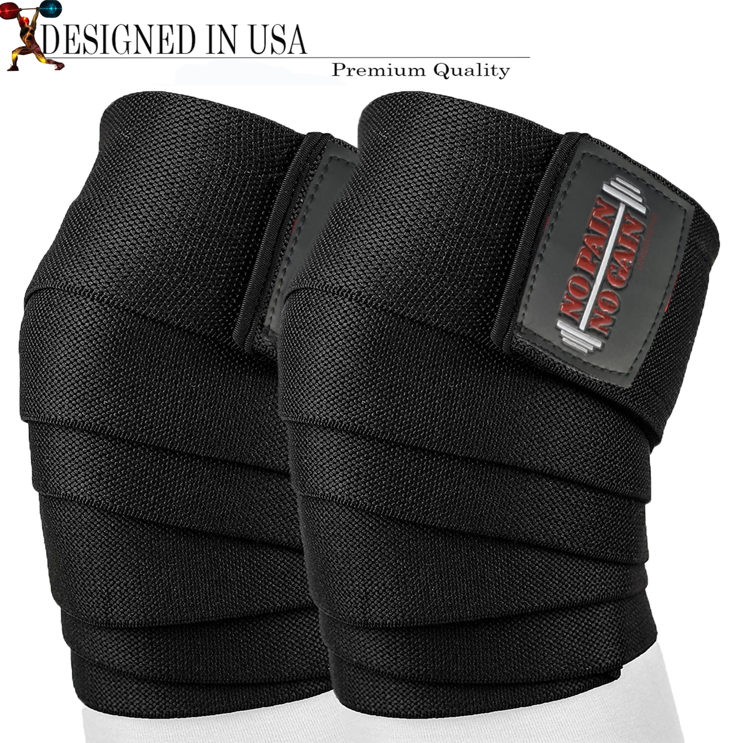 DMoose Knee Wraps Weightlifting I 78 Length Heavy Duty Knee Straps Pair I Avoid Knee Injury I Provides Joint Stability I Cross Training & WODs I Compression & Elastic Support Professional Grade