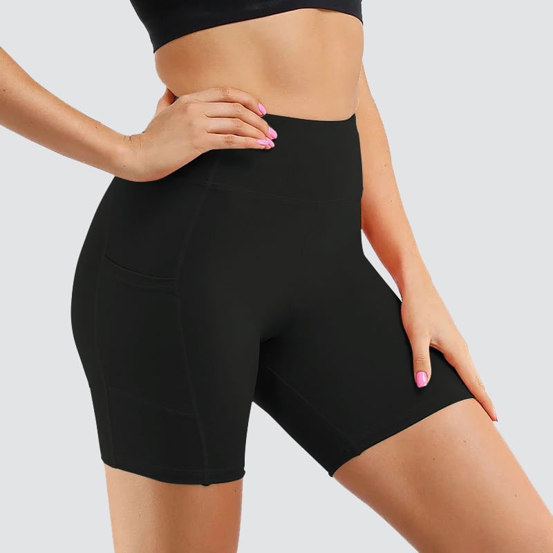 High Waist Biker Shorts with Pockets for Women Tummy Control Stretchy Yoga Shorts for Workout Running