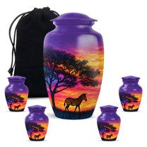 Yatskia Colorful Zebra Urns for Human Ashes Adult Female and Male, Mini Memorial Burial Urn for Ashes for Women, Decorative Funeral Urns for Human Ashes Adult Man, (Classic 10 Inch and 3 Inch)
