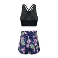thumbnail image 3 of YONGHS Kids Girls Two-Piece Sport Suit Rear back Cross Top Shorts Set 4-16 Navy Blue 8, 3 of 7