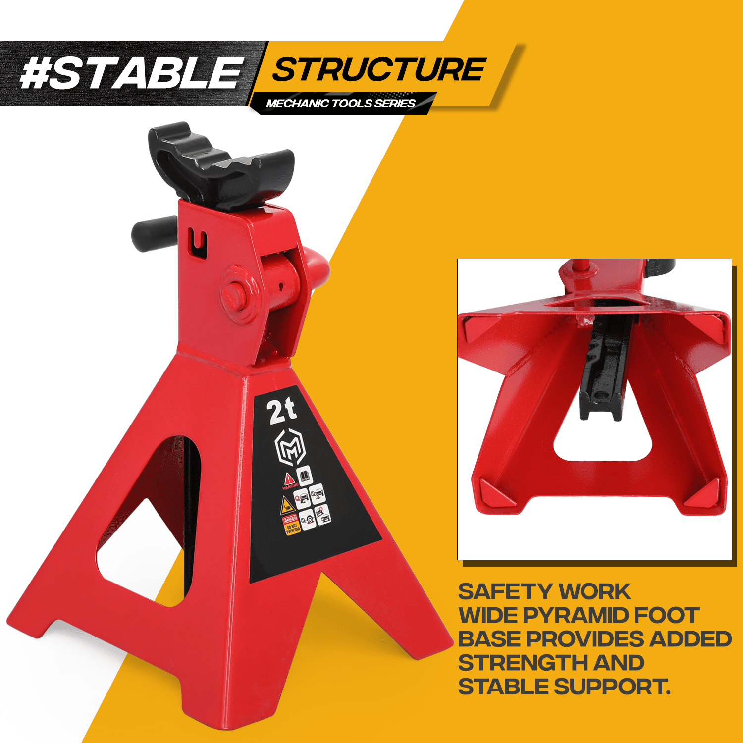 M-AUTO 3PCS Heavy Duty Manual Floor Jack & Stands Set, 2 Ton