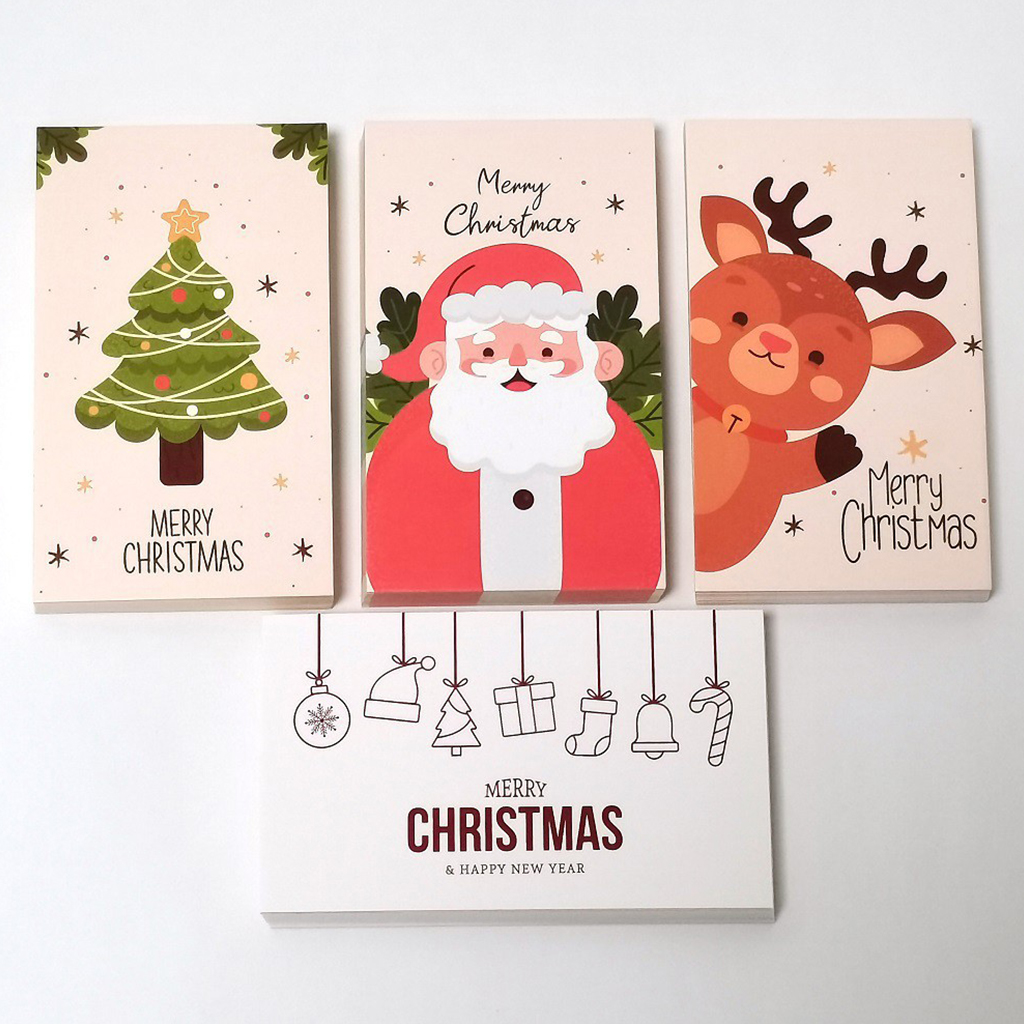 Sardfxul 50 Pcs Merry Christmas Postcard Greeting Card Coated