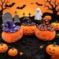 thumbnail image 3 of Halloween Pumpkin Plush Pillow, Spooky Jack-O-Lantern Stuffed Animal Toy with Witch Hat, Halloween Gifts for Teens Adults, Home Decor, 9.84 Inch, 3 of 7