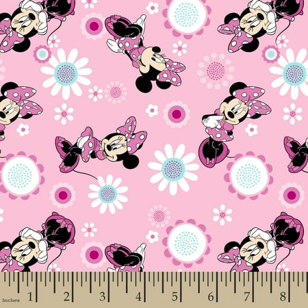 Disney Yard Art - Disney Minnie Pose Toss Flannel Fabric by the Yard