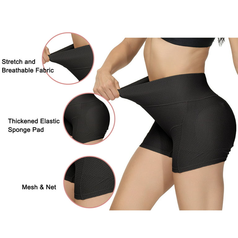 SWSMCLT Women's Hip Pads Padded Body Shaper Shorts Butt Pads Hip Underwear Thigh  Butt Lifter Panties Mesh Tummy Control High Waisted Hip Enhancer Shaping  Compression Black XX-Large 