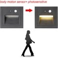 thumbnail image 4 of Luz de pared empotrada de 8 LED Aplique de pared de 3 W Lámpara de luz de paso de escalera Sensor de movimiento Luz empotrada en el piso Luz de escalera Lámpara de pasillo 2800 K Blanco cálido, 4 of 5