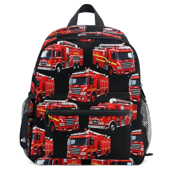 ALAZA Cartoon Fire Truck Cute Pattern School Backpack Student Bookbag Mini Bag