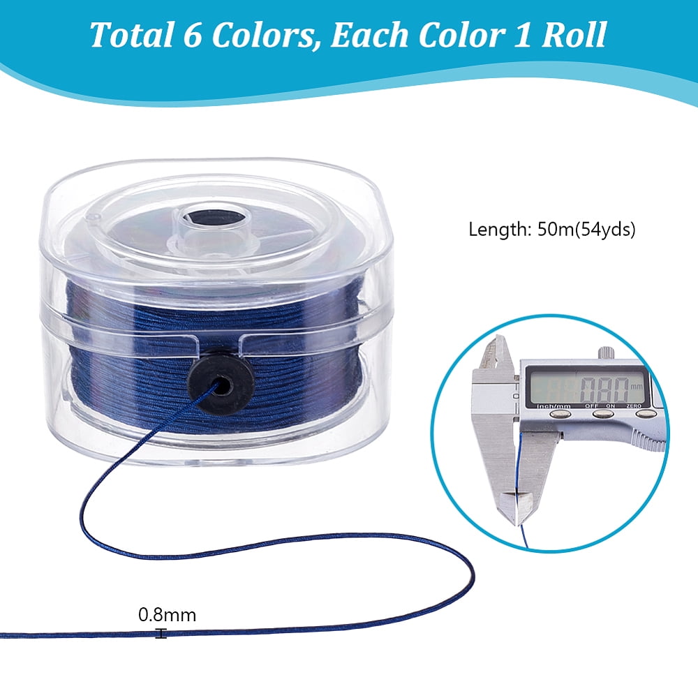 PH 6 Colors 0.8mm Beading Thread Nylon Beading String Cord 328 Yards Chinese Knotting Cord Non-Elastic Thread Cord with Organizing Case for Bracelets