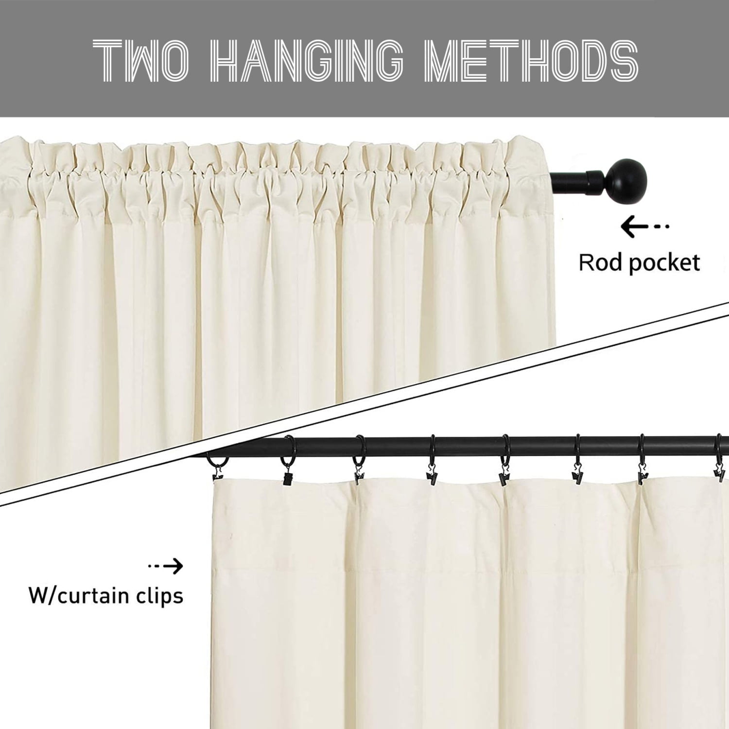 Rod Pocket Outdoor Curtains for Patio, Light Filtering Gazebo Curtain for Pergola/Porch, UV & Privacy Protection Outside Drape, 52" Wide, 2 Panels
