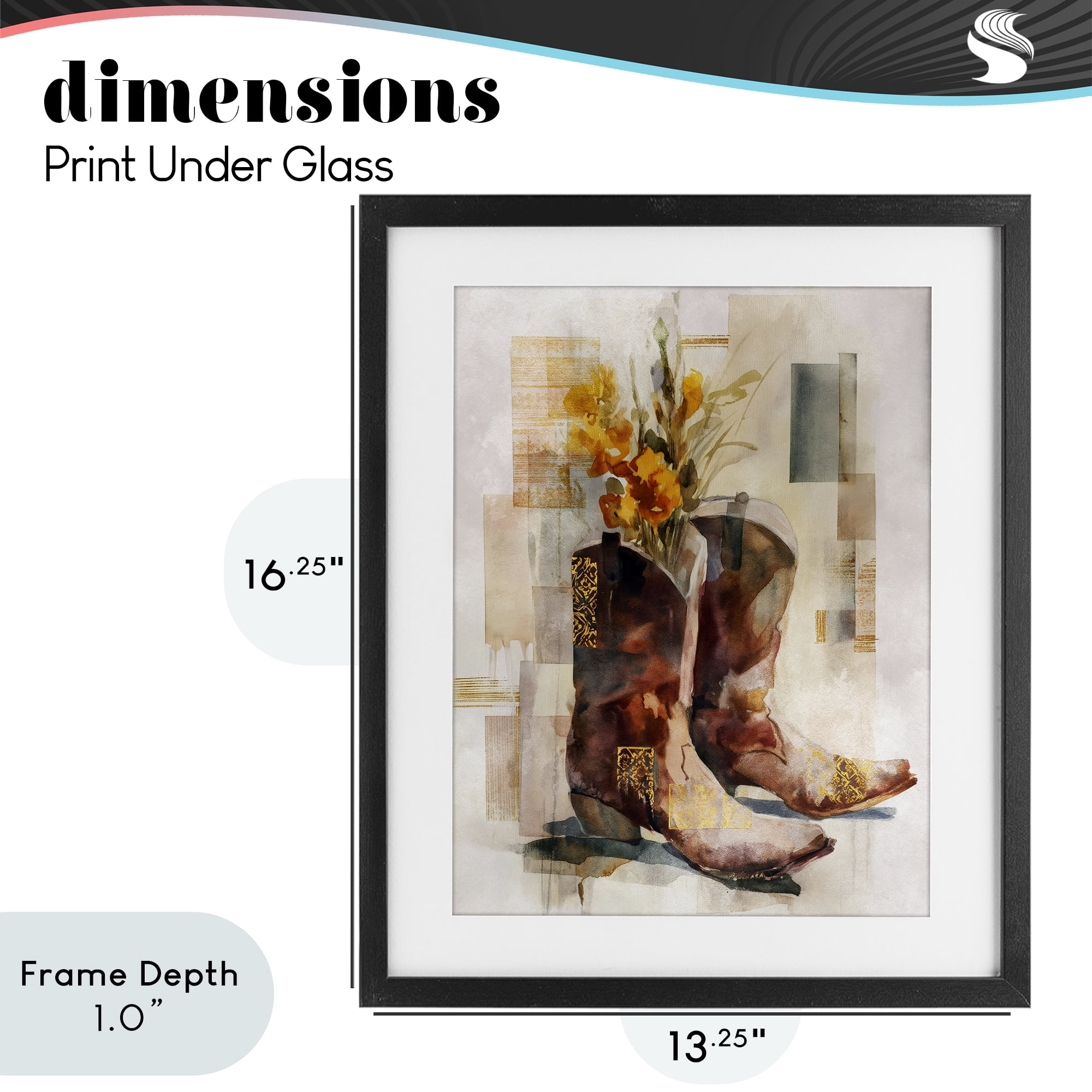 Stupell Industries Western Roots & Blooms Black Framed Print Under Glass, design by Svetlana Aleynikova