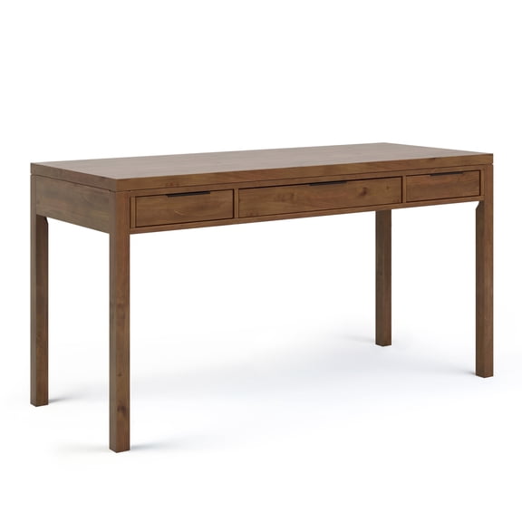 Hollander 60 inch Wide Solid Wood Contemporary Desk in Medium Saddle Brown