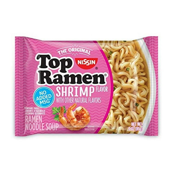 Nissin Top Ramen, Shrimp Flavor, The Original Instant Ramen,3 Ounce (Pack of 24)