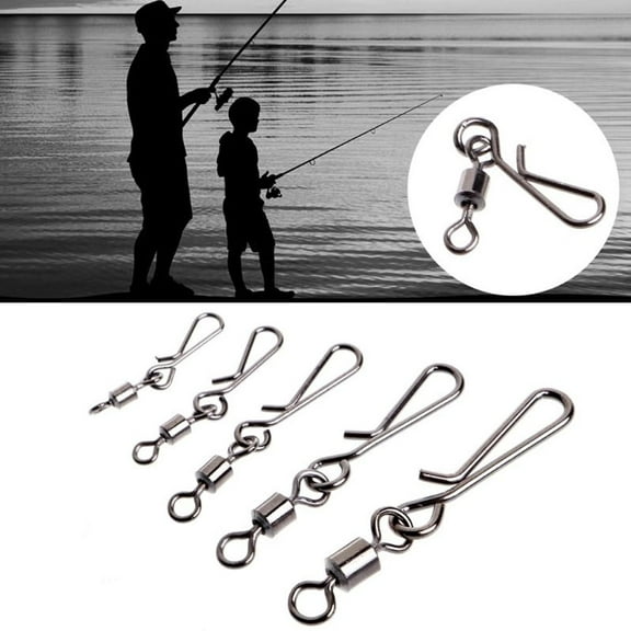 NIBOLOG 50Pcs Size 10 8 6 4 2 Fishing Rolling Swivel Interlock Snap Pin Connector Tackle