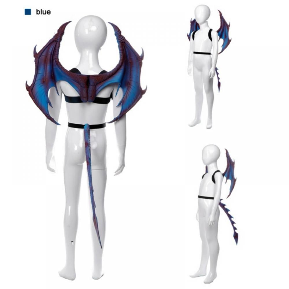 3D Dragon Cosplay Costume, Kids Fantasy Halloween Dinosaurio Dragon Costume Child Animal Mask Wing Tail Accessory for Halloween Party