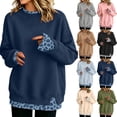 thumbnail image 4 of Caixia Womens Classic Dark Blue Round Neck Leopard Print Two Piece Style Sweatshirt Casual Loose Fit Long Sleeve Pullover for Women Autumn Wardrobe, 4 of 7