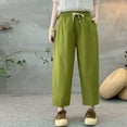 thumbnail image 3 of Womens Cotton Capri Pants Summer Drawstring High Waisted Loose Fit Capris Pant with Pockets Casual Solid Color Capris, 3 of 3