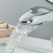 Chrome Elegant Vessel Sink Faucet 1 Hole Waterfall Vanity Mixer Faucet Single Handle
