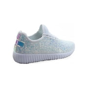 Forever Link Womens Shoes Lightweight Glitter Running Athletic Shoes White 6.5