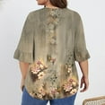 thumbnail image 5 of TQWQT Womens Plus Size Tops 4x-5x Summer Ruffle 3/4 Sleeve Shirts Ethnic Floral Print Blouses V Neck Pleated T Shirts Casual Loose Fit Tunics Blouses Green XL, 5 of 5