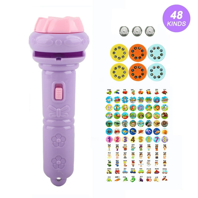Kids Projector Flashlight Different Animal Patterns Early Educational Science Projector Luminous ToyPurple48 Patterns