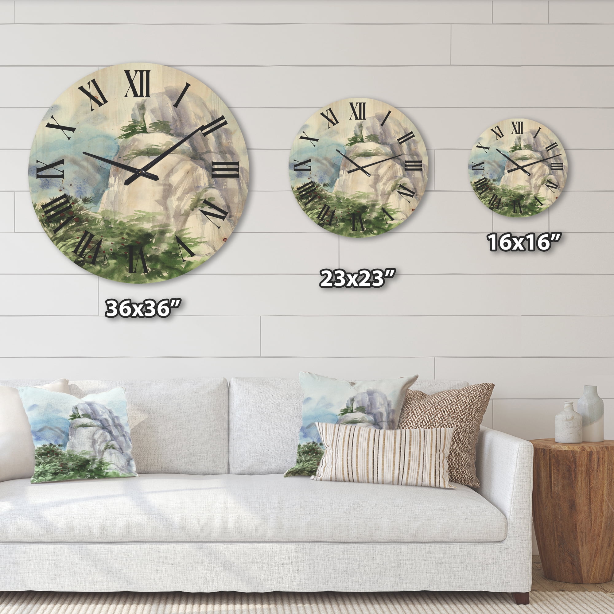Designart 'The Clouds Over Mountain Top' Traditional Wood Wall Clock