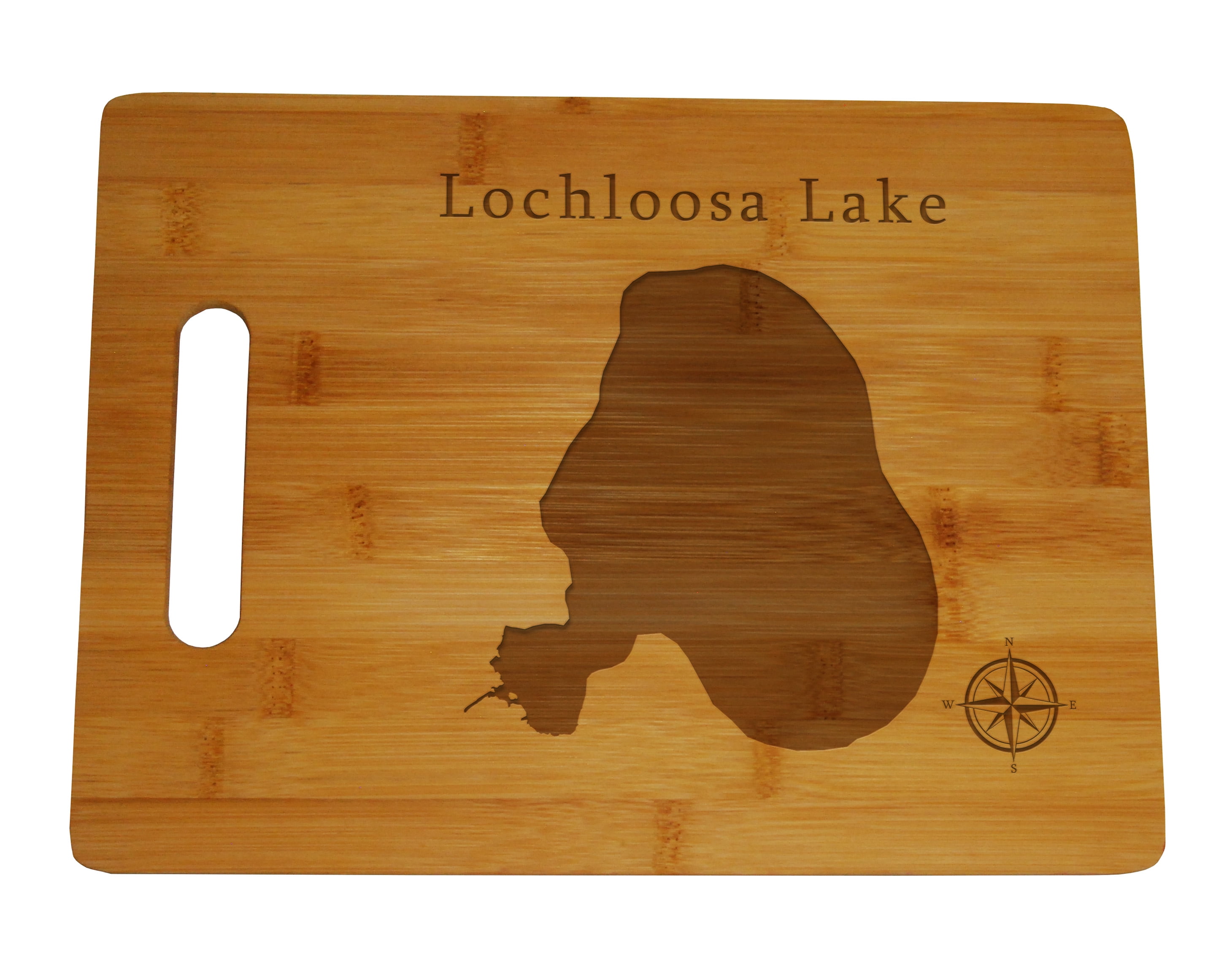 Lochloosa Lake Map Engraved Bamboo Cutting Board 9.75x13.75 inches Florida