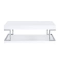 thumbnail image 2 of High Gloss Contemporary Coffee Table with Bottom Shelf White and Silver - Saltoro Sherpi, 2 of 5