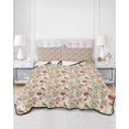 thumbnail image 3 of Vintage Pink Botanical Full Size Down Alternative Comforter, Lightweight Comforter Quilt Bedding Set with Pillow Shams Spring Floral Summer Birds All Seasons Bed Comforter Duvet Insert 78"x90", 3 of 7