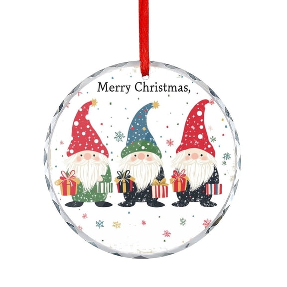 Merry Christmas Winter Gnome Glass Christmas Ornament Hanging Ornaments for Holiday Decoration Gnome Christmas Christmas Ornaments Crystal Hanging